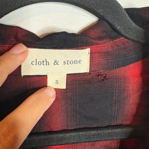 Anthropologie Cloth & Stone plaid flannel tie button down shirt - Picture 3 of 6